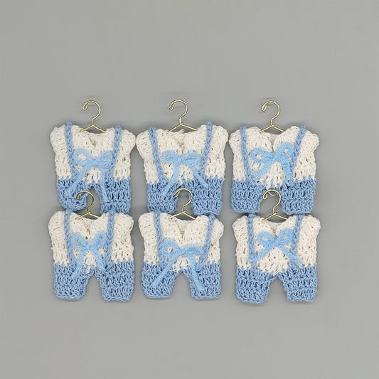 Set of 6 Mini Crochet Baby Overalls – Baby Shower & Gender Reveal