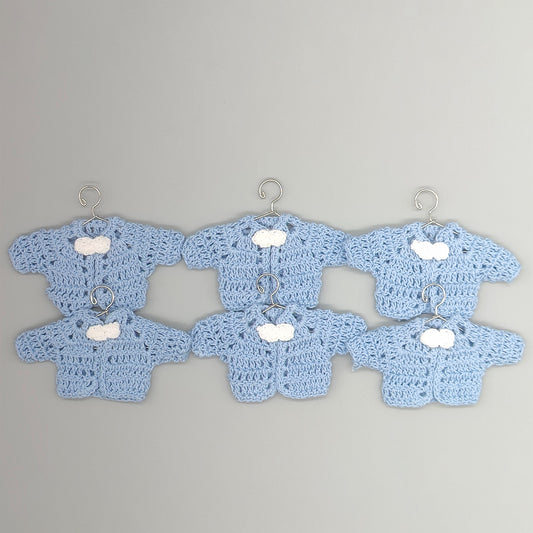 Set of 6 Mini Crochet Baby Jacket Favors, Baby Shower Gifts, Baby Boy Christening Favors, Baby Blue Keepsake, Handmade Nursery Decor