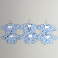 Set of 6 Mini Crochet Baby Jacket Favors, Baby Shower Gifts, Baby Boy Christening Favors, Baby Blue Keepsake, Handmade Nursery Decor