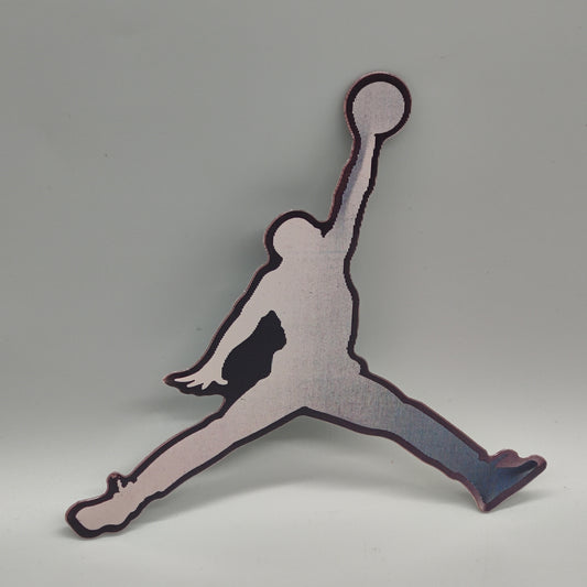 3D Lenticular Basketball Decal - Iconic Dunking Silhouette Jumpman - Color Shifting Sports Fan Sticker