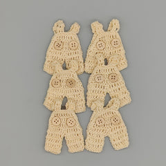 Set of 6 - Baby Overalls, Baby shower favors, Baby Cream, Baby Jumper favors, Crochet mini overalls, hanger with rack option available