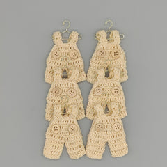 Set of 6 - Baby Overalls, Baby shower favors, Baby Cream, Baby Jumper favors, Crochet mini overalls, hanger with rack option available