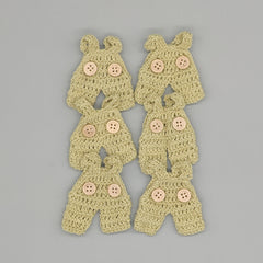 Set of 6 - Baby Overalls, Baby shower favors, Sage Green, Baby Jumper favors, Crochet mini overalls, hanger with rack option available