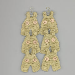 Set of 6 - Baby Overalls, Baby shower favors, Sage Green, Baby Jumper favors, Crochet mini overalls, hanger with rack option available