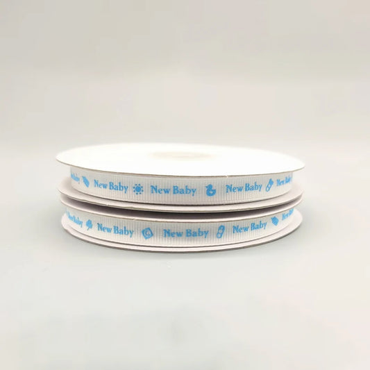 New Baby Grosgrain Ribbon – Baby Blue 3/8" x 25 Yards for Baby Shower