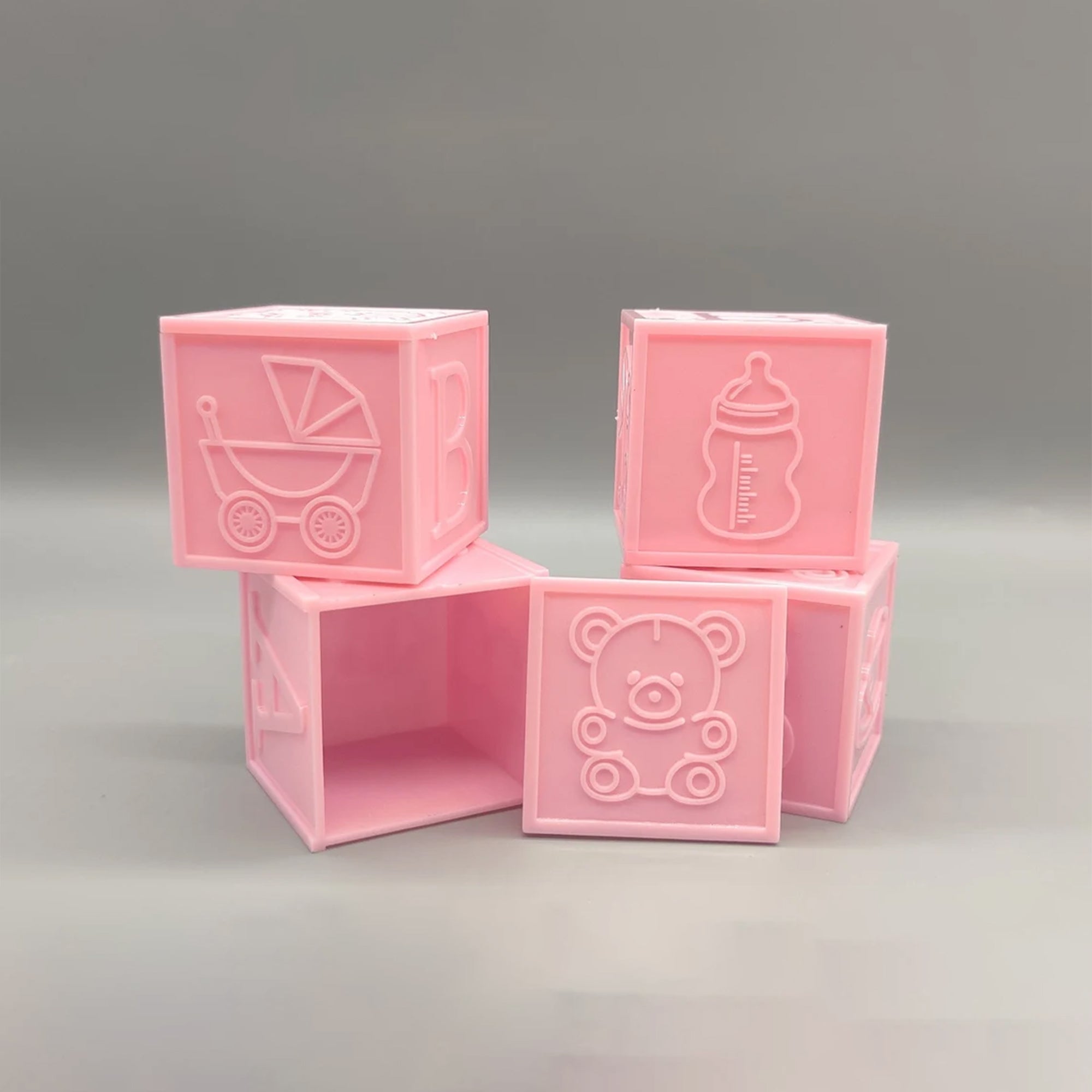 Set of 12 Baby Pink Square Favor Boxes – Baby Shower & Party Favors
