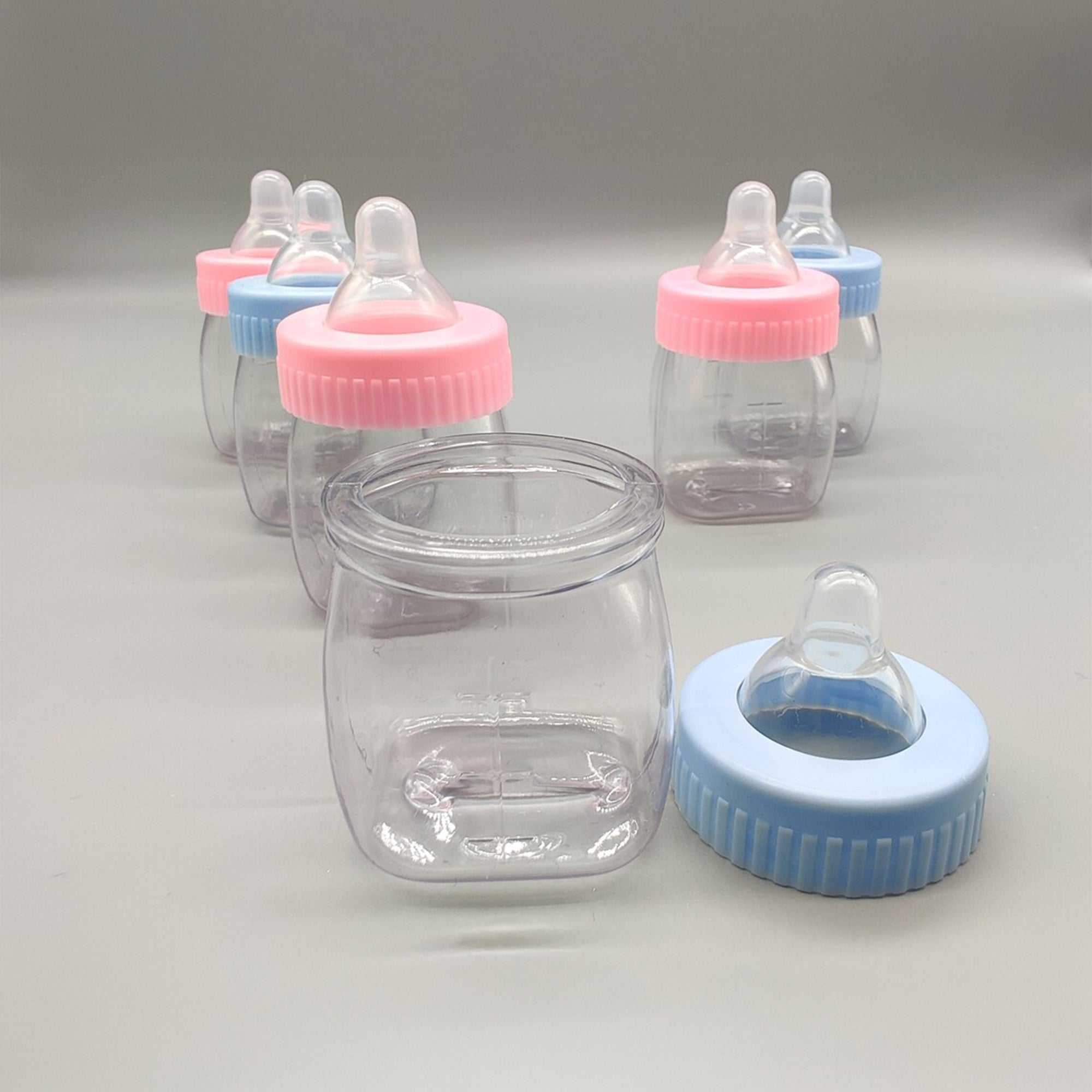 Set of 12 Baby Pink or Blue Bottles – Baby Shower & Party Favors