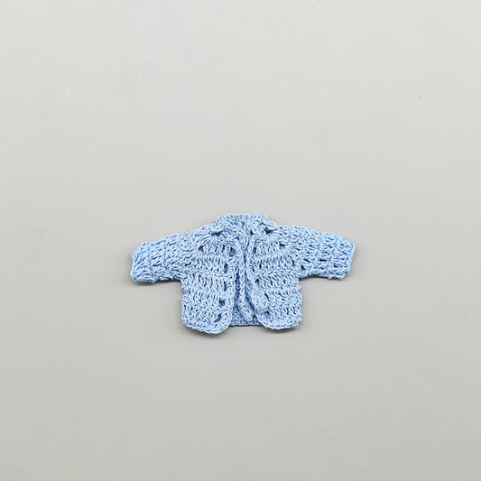 Set of 6 Baby Blue Crochet Mini Jackets with Cord Ties – Baby Shower Favors