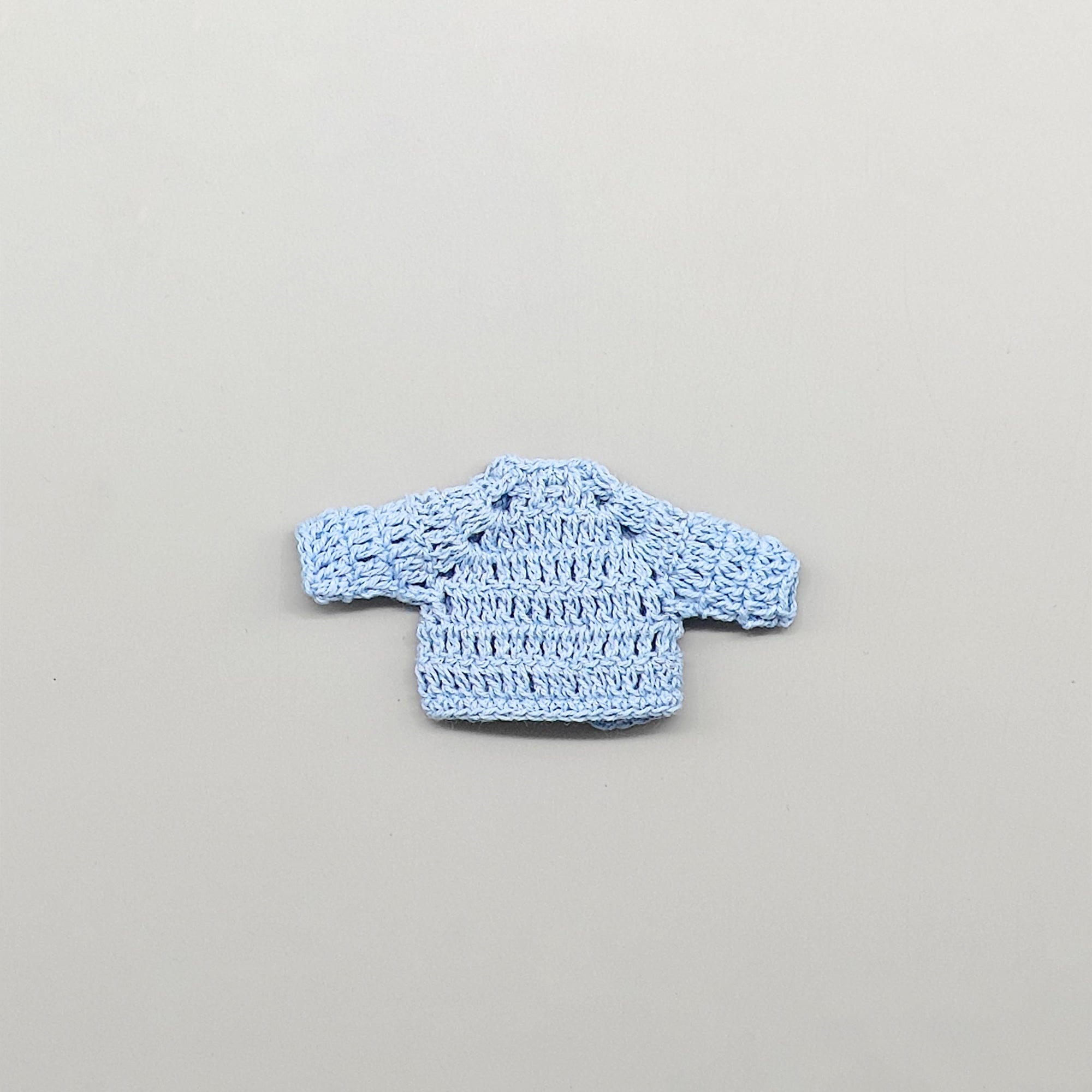 Set of 6 Baby Blue Crochet Mini Jackets with Cord Ties – Baby Shower Favors
