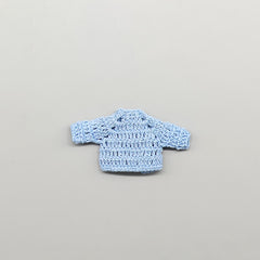 Set of 6 Baby Blue Crochet Mini Jackets with Cord Ties – Baby Shower Favors