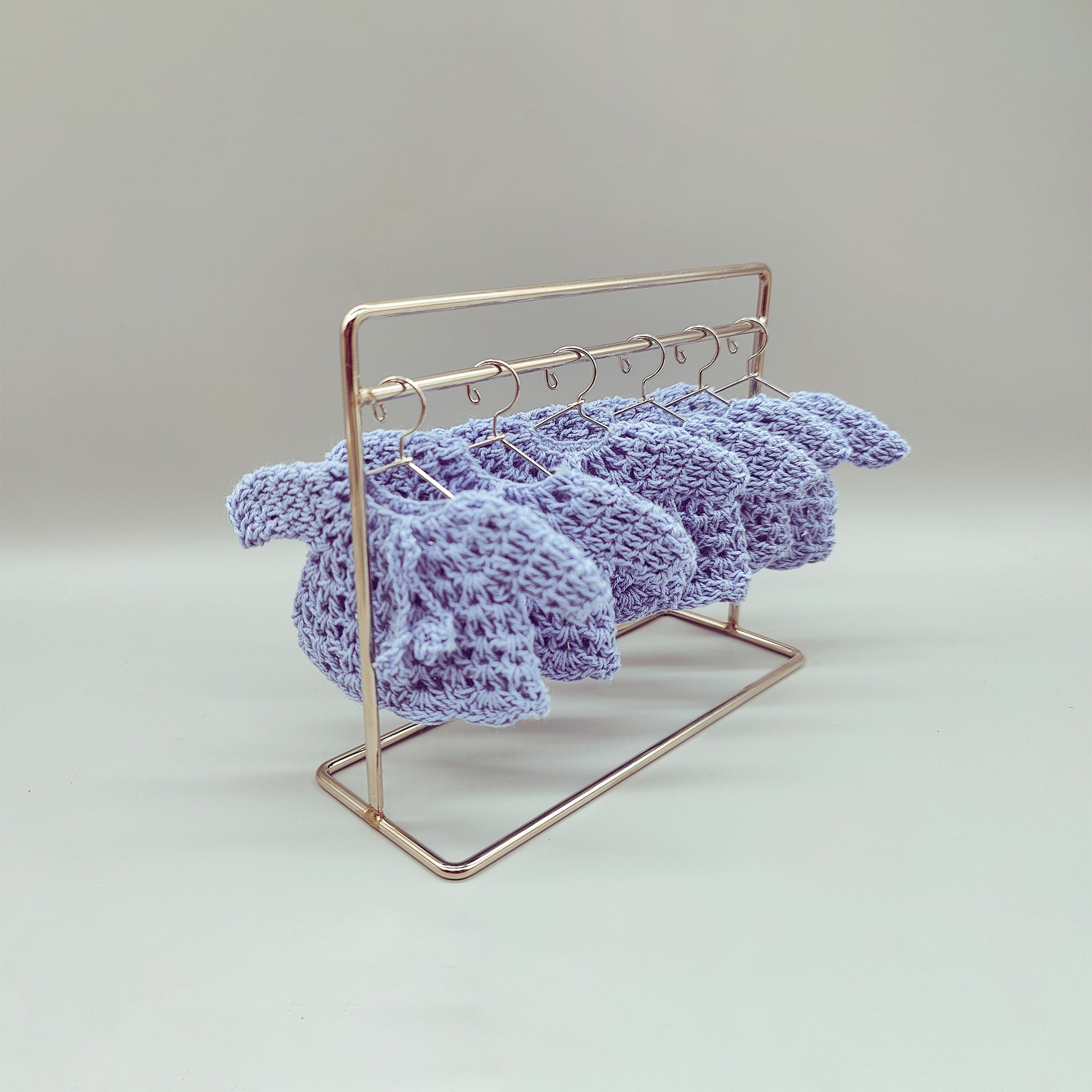 Set of 6 Baby Blue Crochet Mini Sweaters with Drawstrings – Baby Shower Favors