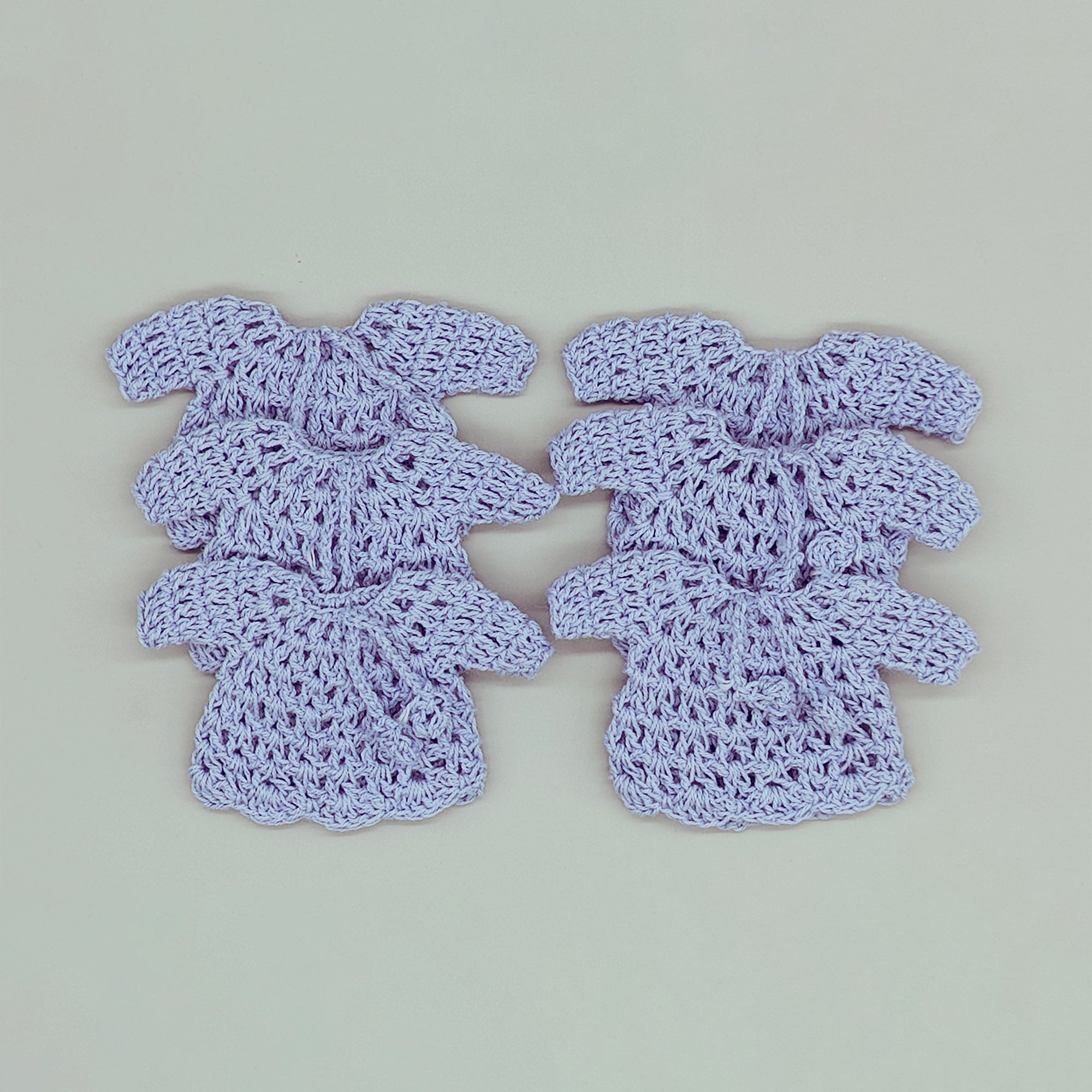Set of 6 Baby Blue Crochet Mini Sweaters with Drawstrings – Baby Shower Favors
