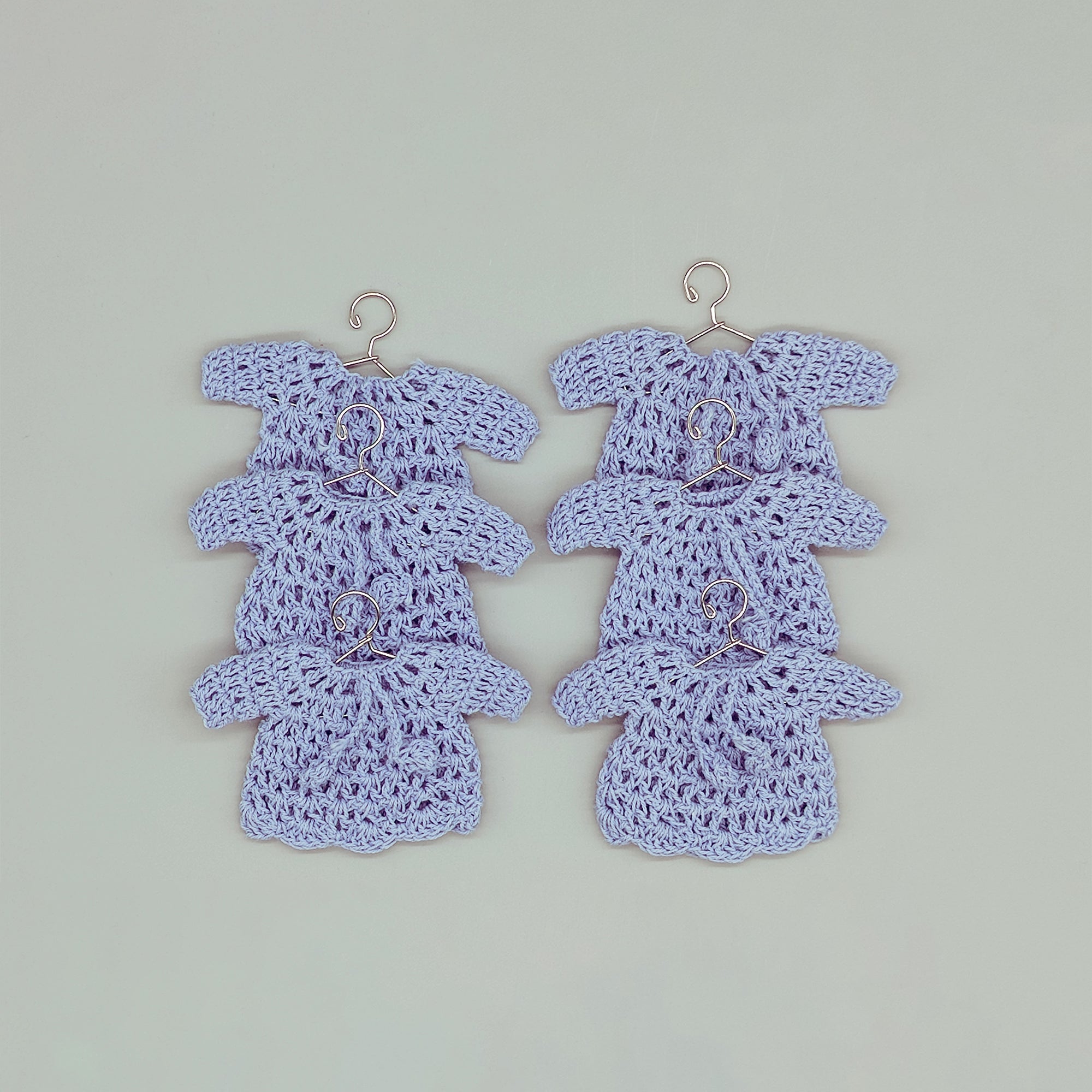 Set of 6 Baby Blue Crochet Mini Sweaters with Drawstrings – Baby Shower Favors