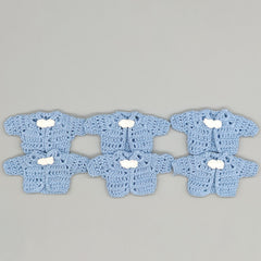 Set of 6 Mini Crochet Baby Jacket Favors – Baby Shower Gifts - Baby Boy Christening Favors, Baby Blue Keepsake