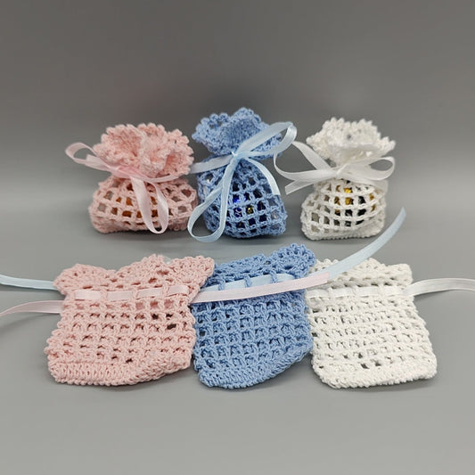 Set of 6 Mini Crochet Favor Bags – Baby Shower & Welcome Favors