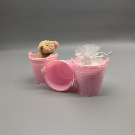 Set of 6 Mini Pink Buckets – Baby Shower & Gender Reveal Favors