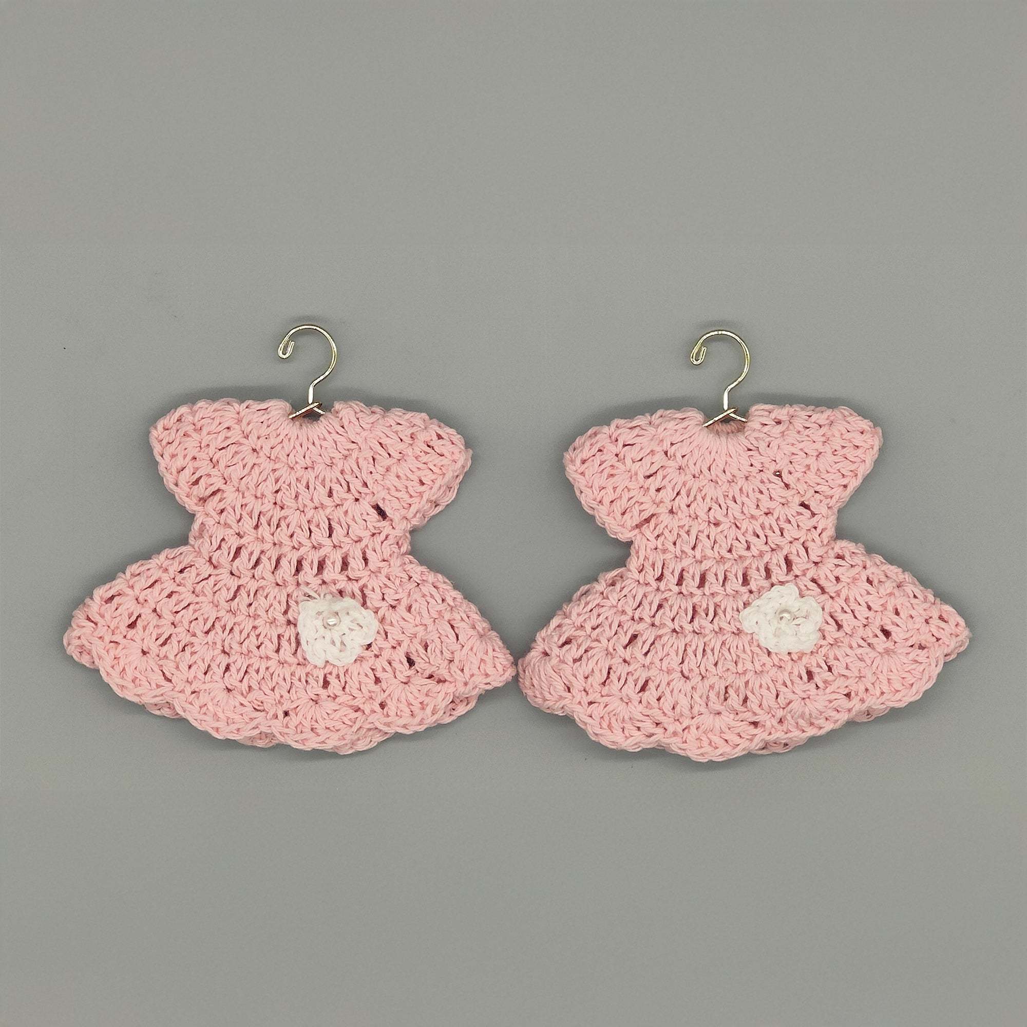 Set of 6 Pink Crochet Baby Dresses – Baby Shower & Welcome Favors