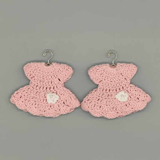 Set of 6 Pink Crochet Baby Dresses – Baby Shower & Welcome Favors