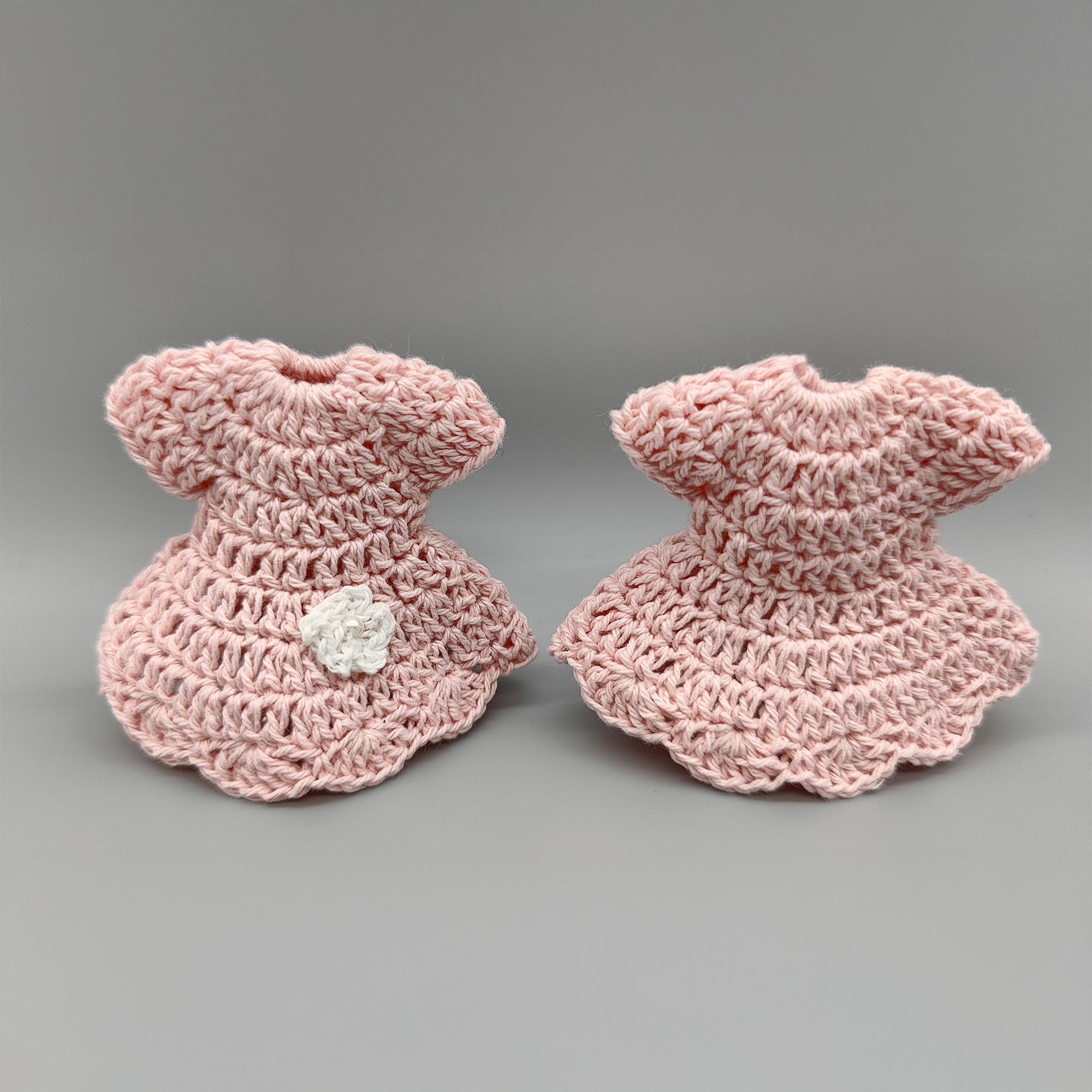 Set of 6 Pink Crochet Baby Dresses – Baby Shower & Welcome Favors