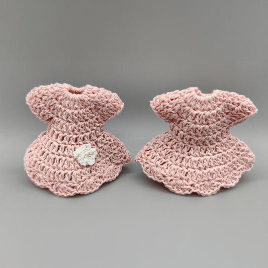Set of 6 Pink Crochet Baby Dresses – Baby Shower & Welcome Favors