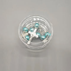 Set of 12 Baby Blue Beaded Rosary Baptism Favors – Silver Crucifix