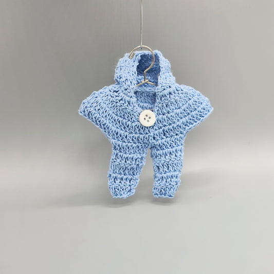 Set of 6 Baby Blue Crochet Jumper Onesies with Hoodie – Baby Shower Favors