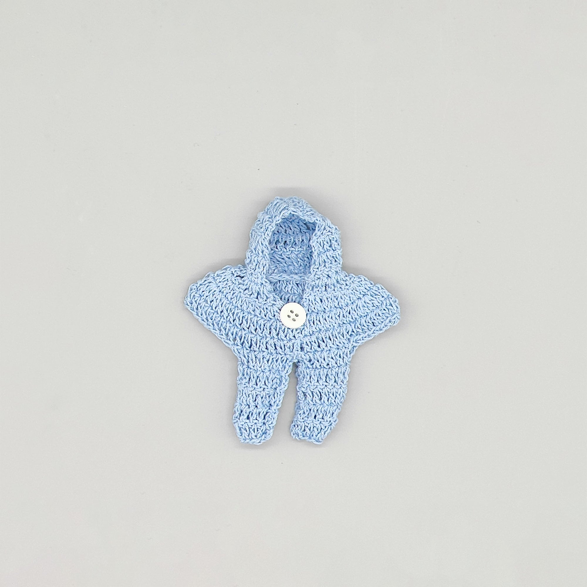 Set of 6 Baby Blue Crochet Jumper Onesies with Hoodie – Baby Shower Favors