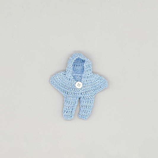 Set of 6 Baby Blue Crochet Jumper Onesies with Hoodie – Baby Shower Favors