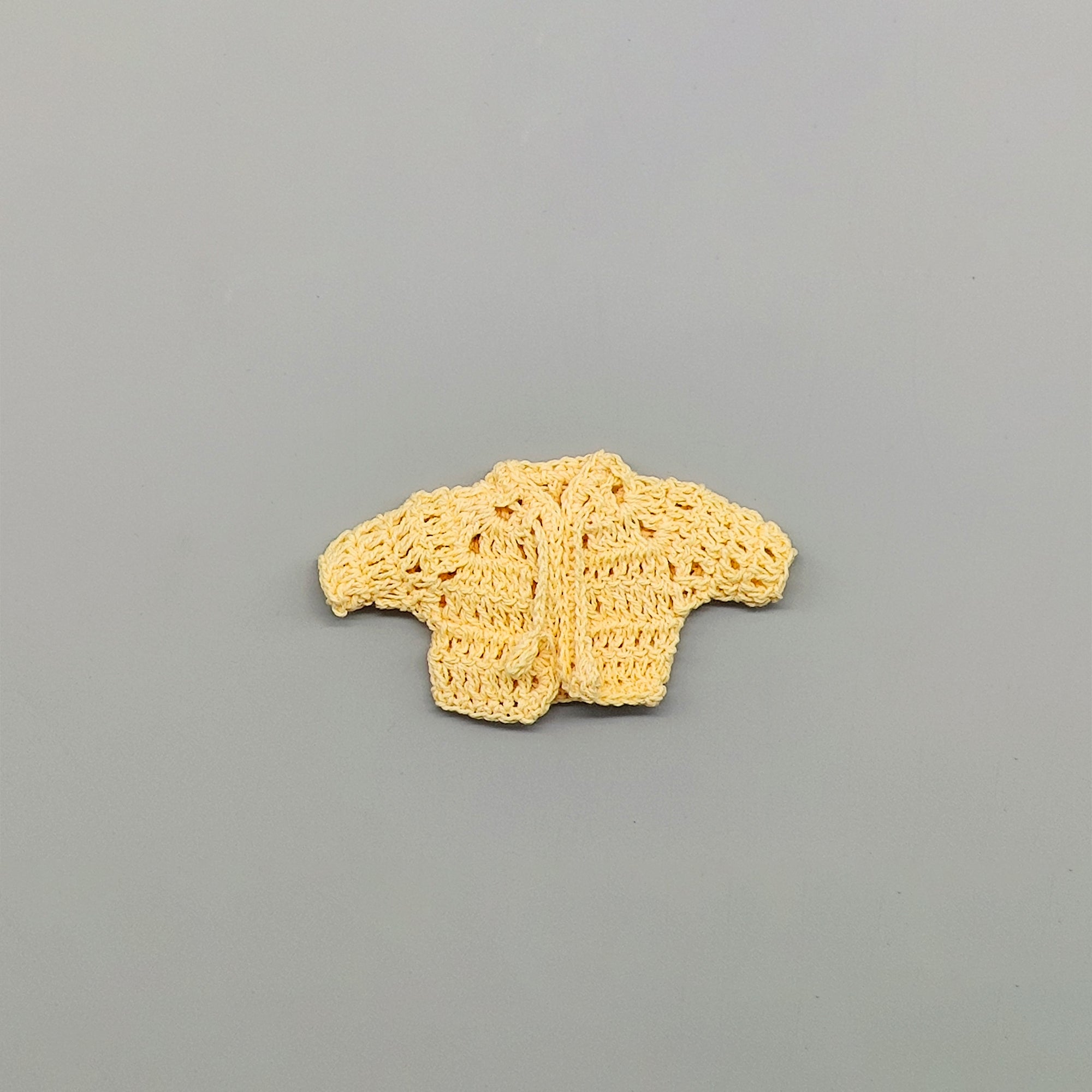 Set of 6 Baby Yellow Crochet Mini Jackets with Cord Ties – Baby Shower Favors