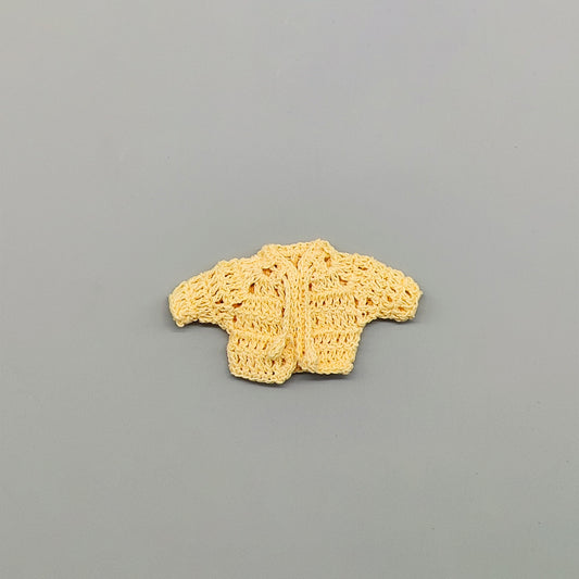 Set of 6 Baby Yellow Crochet Mini Jackets with Cord Ties – Baby Shower Favors