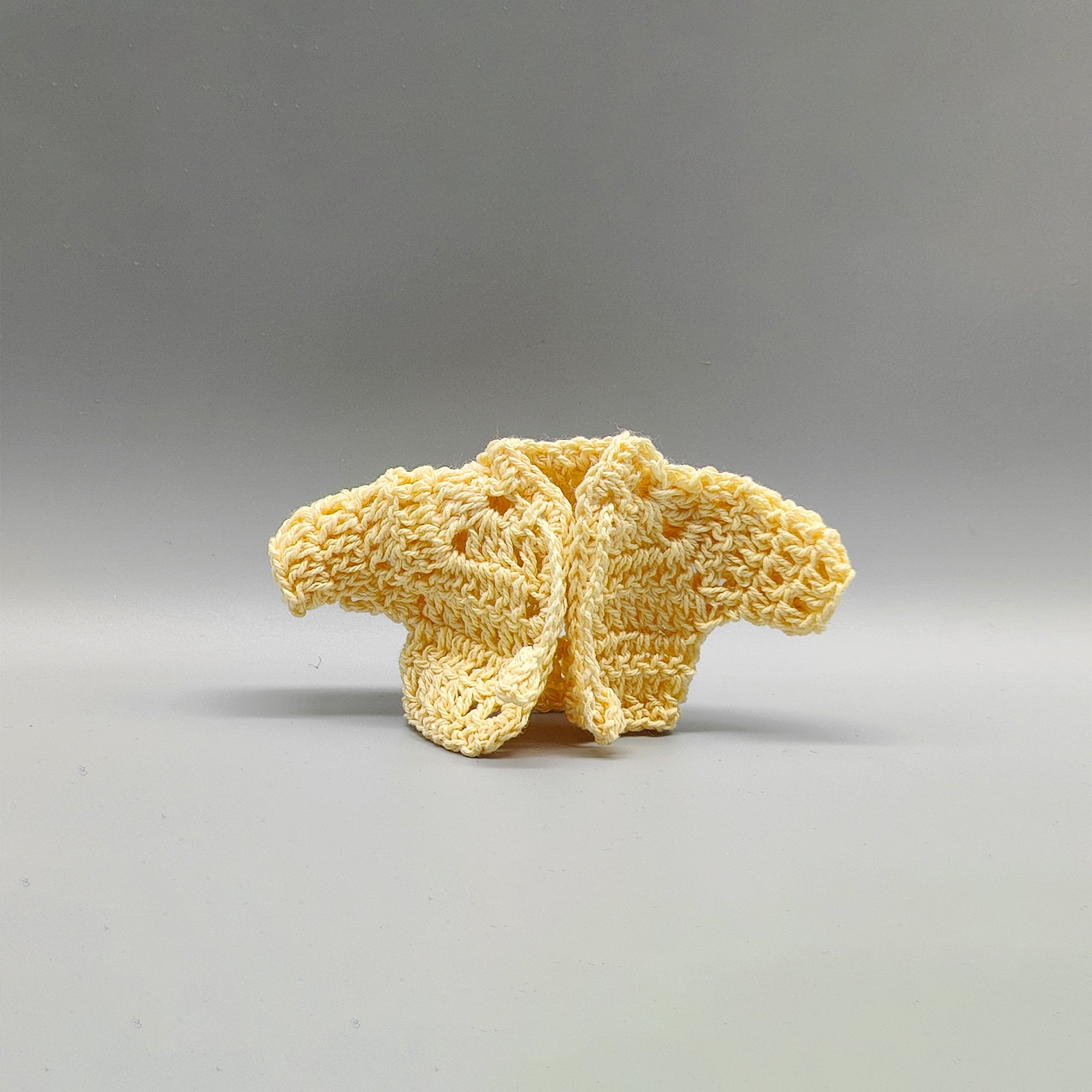 Set of 6 Baby Yellow Crochet Mini Jackets with Cord Ties – Baby Shower Favors
