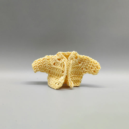 Set of 6 Baby Yellow Crochet Mini Jackets with Cord Ties – Baby Shower Favors