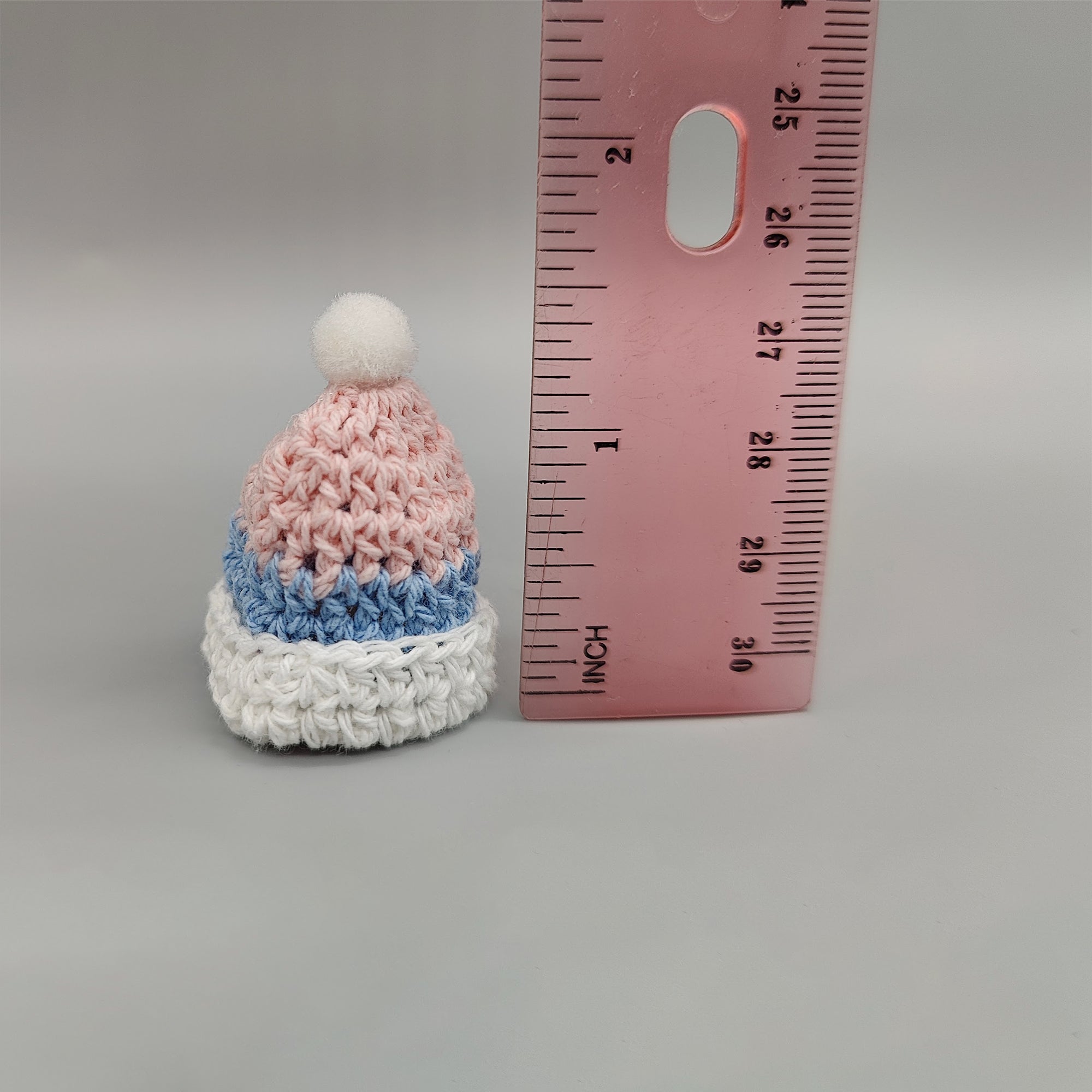 Set of 6 Mini Crochet Beanies – Baby Blue & Pink Shower Favors