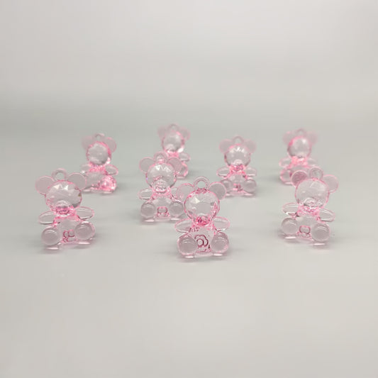 Set of 6 Pink Crystal Teddy Bear Favors – Baby Shower & Gender Reveal