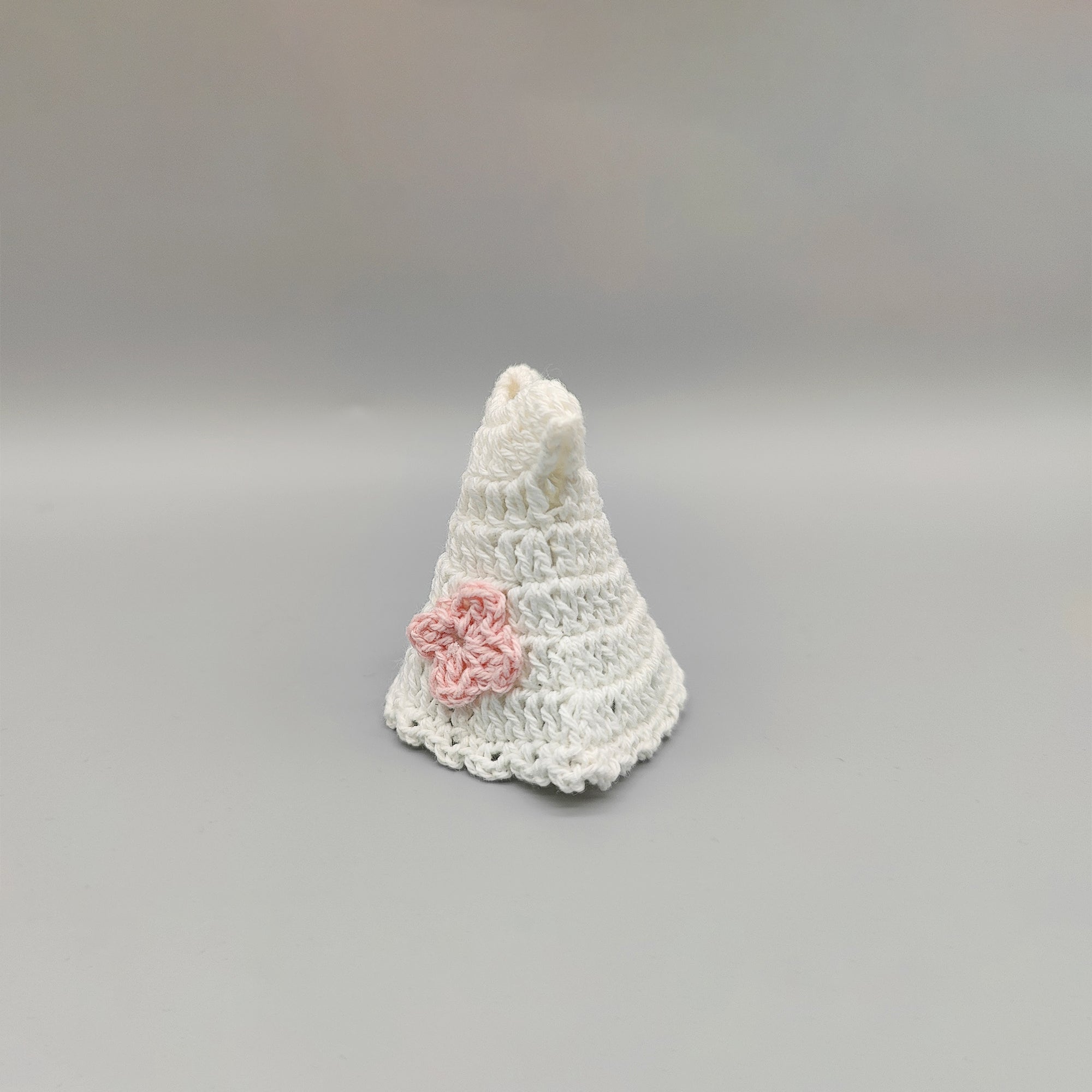 Set of 6 White Crochet Baby Dresses with Pink Flower – Baby Shower Favors
