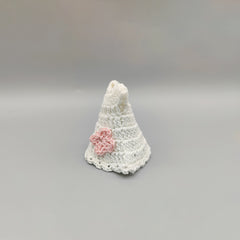 Set of 6 White Crochet Baby Dresses with Pink Flower – Baby Shower Favors