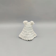 Set of 6 White Crochet Baby Dresses with Pink Flower – Baby Shower Favors