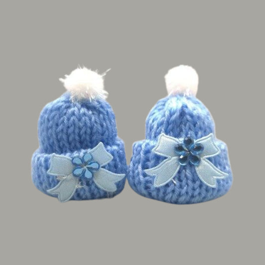 Set of 6 Baby Blue Mini Crochet Beanies – Baby Shower Favors