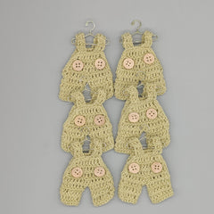 Crochet Baby Overalls Favors - Sage Green, Set of 6