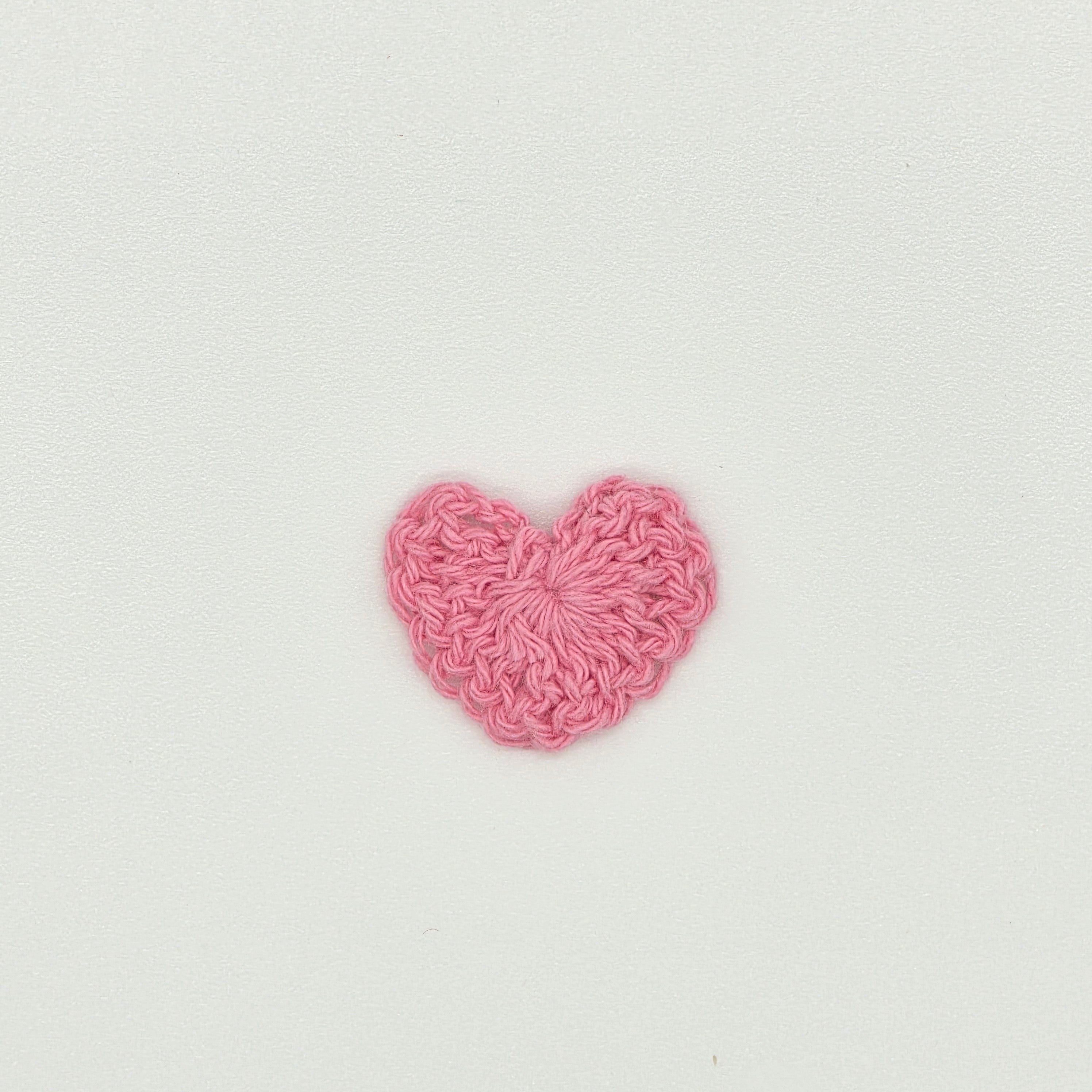 Tiny Pink Crochet Hearts 1" Appliques, Set of 12 Tiny Yarn Hearts for Scrapbooking, Sewing, Crafts & Valentine's Day