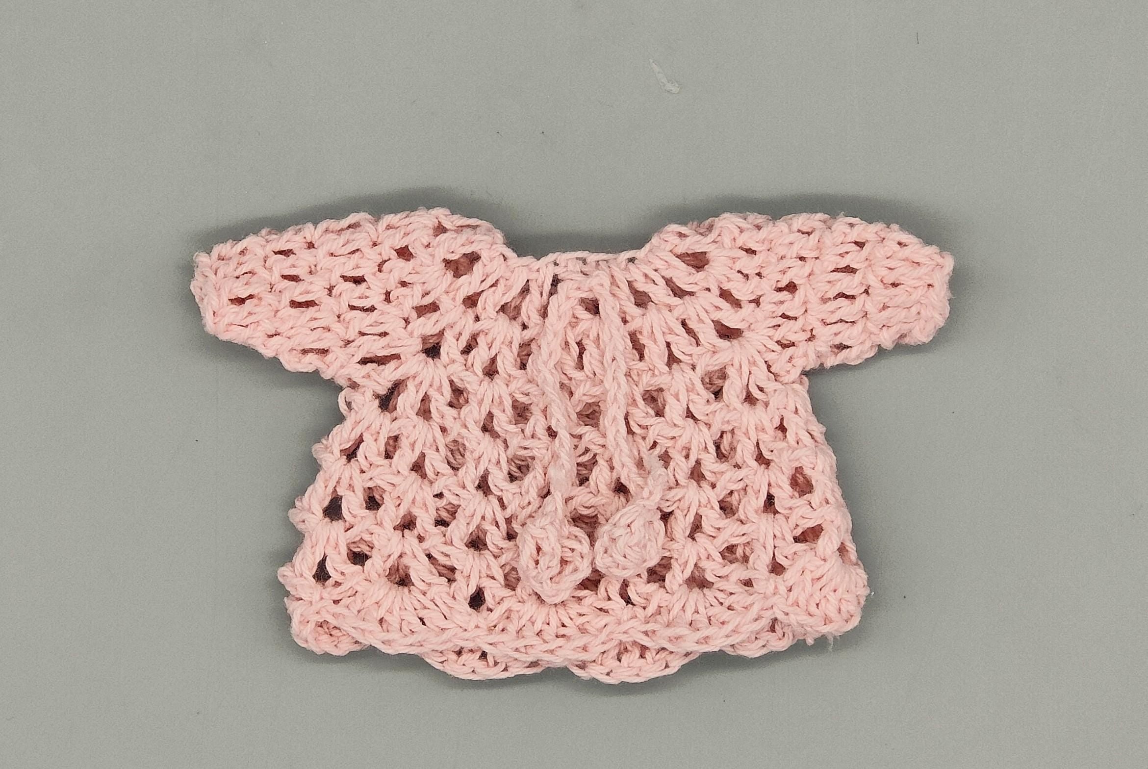 Baby pink knit crochet mini sweater with cute drawstrings, baby shower favors, event favors, crochet favors, newborn favors, Set of 6