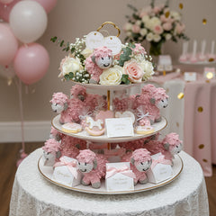 Baby Shower Baby Sheep - Pink Baby Lamb - Cute Baby Favor with drawstring for hanging