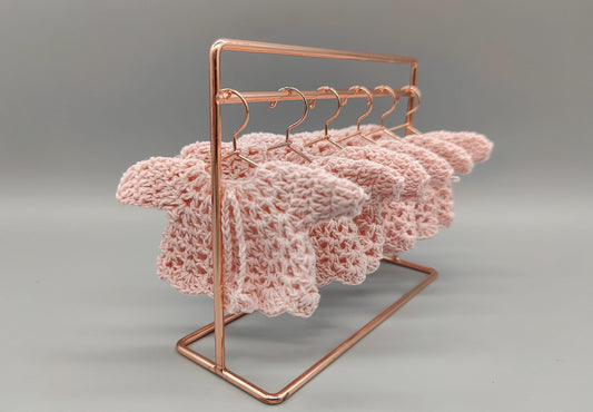 Baby pink knit crochet mini sweater with cute drawstrings, baby shower favors, event favors, crochet favors, newborn favors, Set of 6