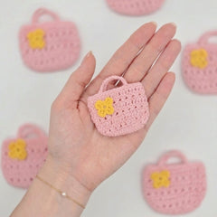Pink Crochet Mini Purse Party Favors for Baby Shower, Set of 6 Cute Mini Handbags, Gender Reveal Quinceanera Wedding Table Decor Gift Bag