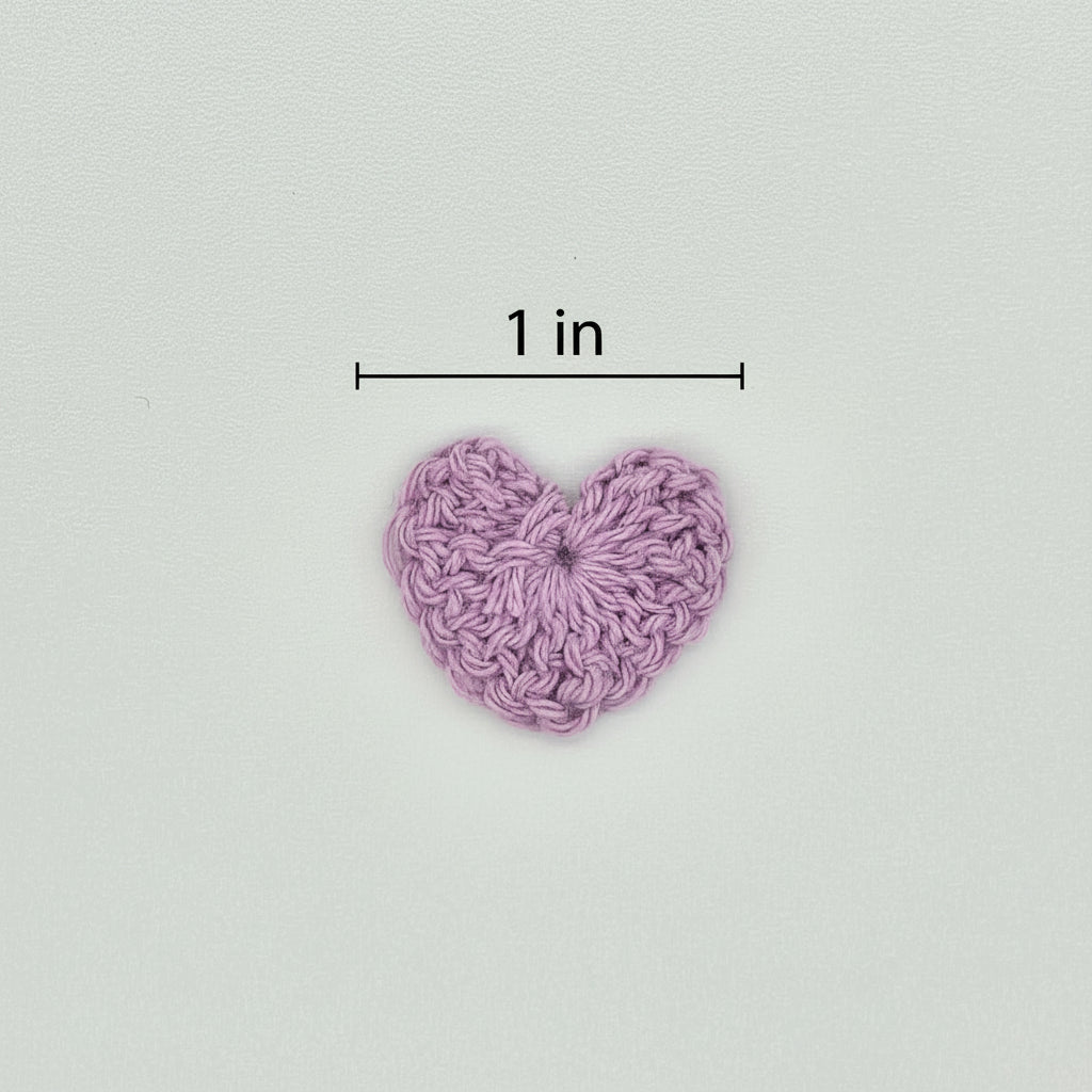 Tiny Lilac Crochet Hearts 1" Appliques, Set of 12 Tiny Yarn Hearts for Scrapbooking, Sewing, Crafts & Valentine's Day