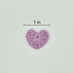 Tiny Lilac Crochet Hearts 1" Appliques, Set of 12 Tiny Yarn Hearts for Scrapbooking, Sewing, Crafts & Valentine's Day