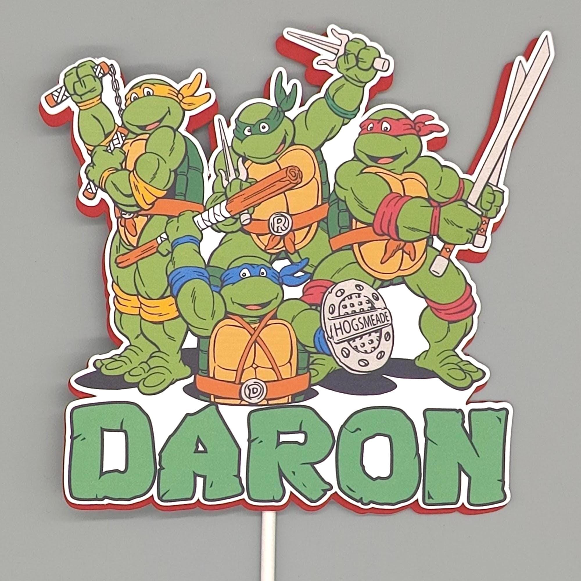 Cowabunga! Custom TMNT Birthday Cake Topper with distinct red silhouette offset layer