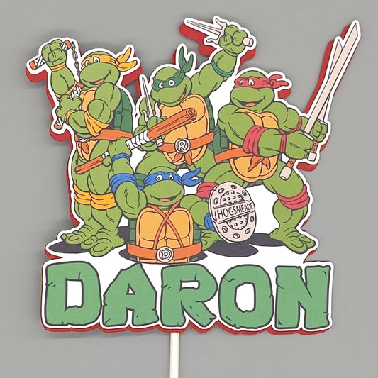 Cowabunga! Custom TMNT Birthday Cake Topper with distinct red silhouette offset layer