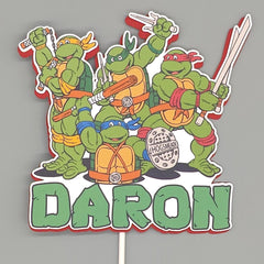 Cowabunga! Custom TMNT Birthday Cake Topper with distinct red silhouette offset layer
