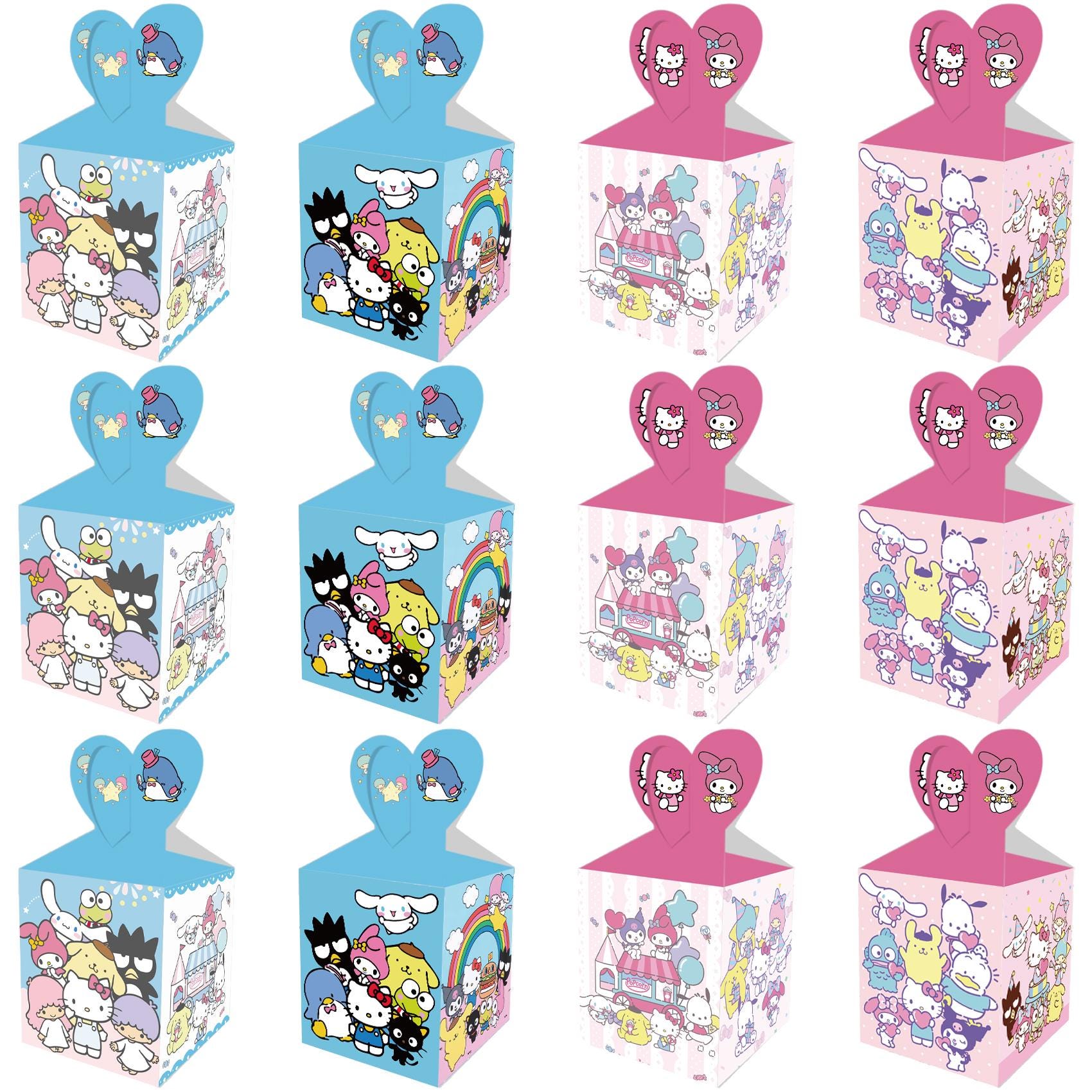 Set of 12 Hello Kitty inspired Favor Boxes - Baby Shower Party Favors, Birthday Treat Box, Sanrio inspired Kawaii birthday
